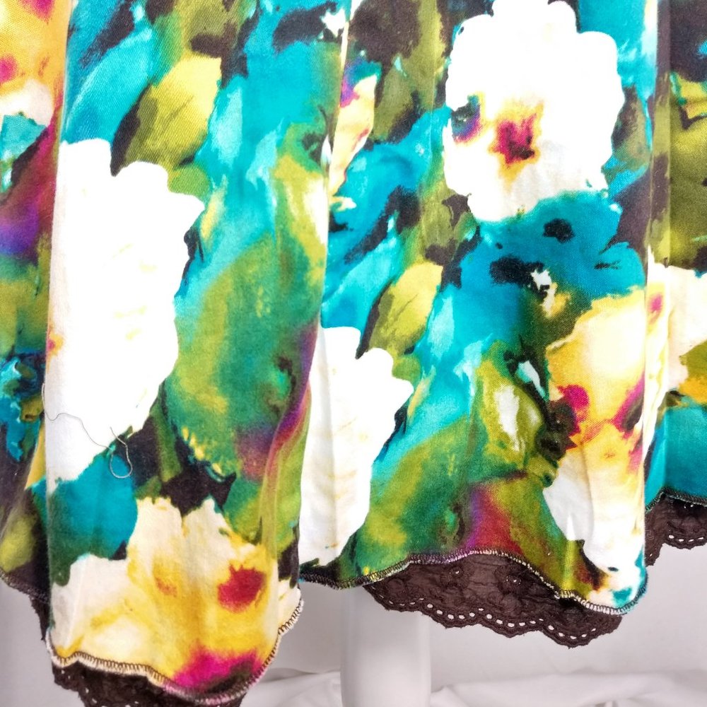 Maurices sleeveless green turqoiuse yellow flowers - Picture 8 of 10
